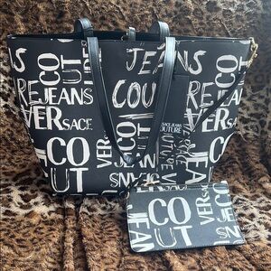 Versace Jeans Couture Black and White Tote Bag